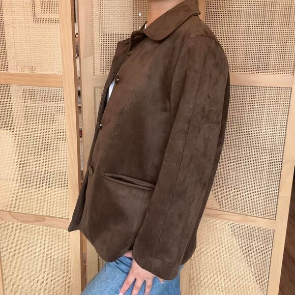 H&M chocolate brown button down jacket size small - Picture 2 of 7